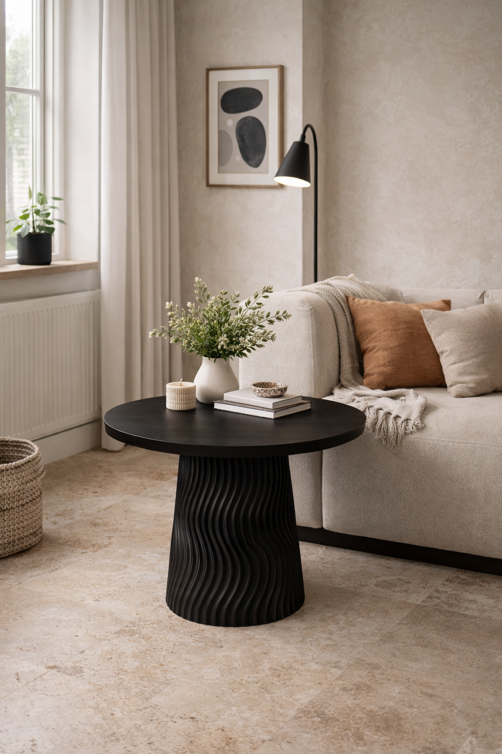 Yuvarlak Ahşap Orta Sehpa – Tek Ayaklı Modern Tasarım