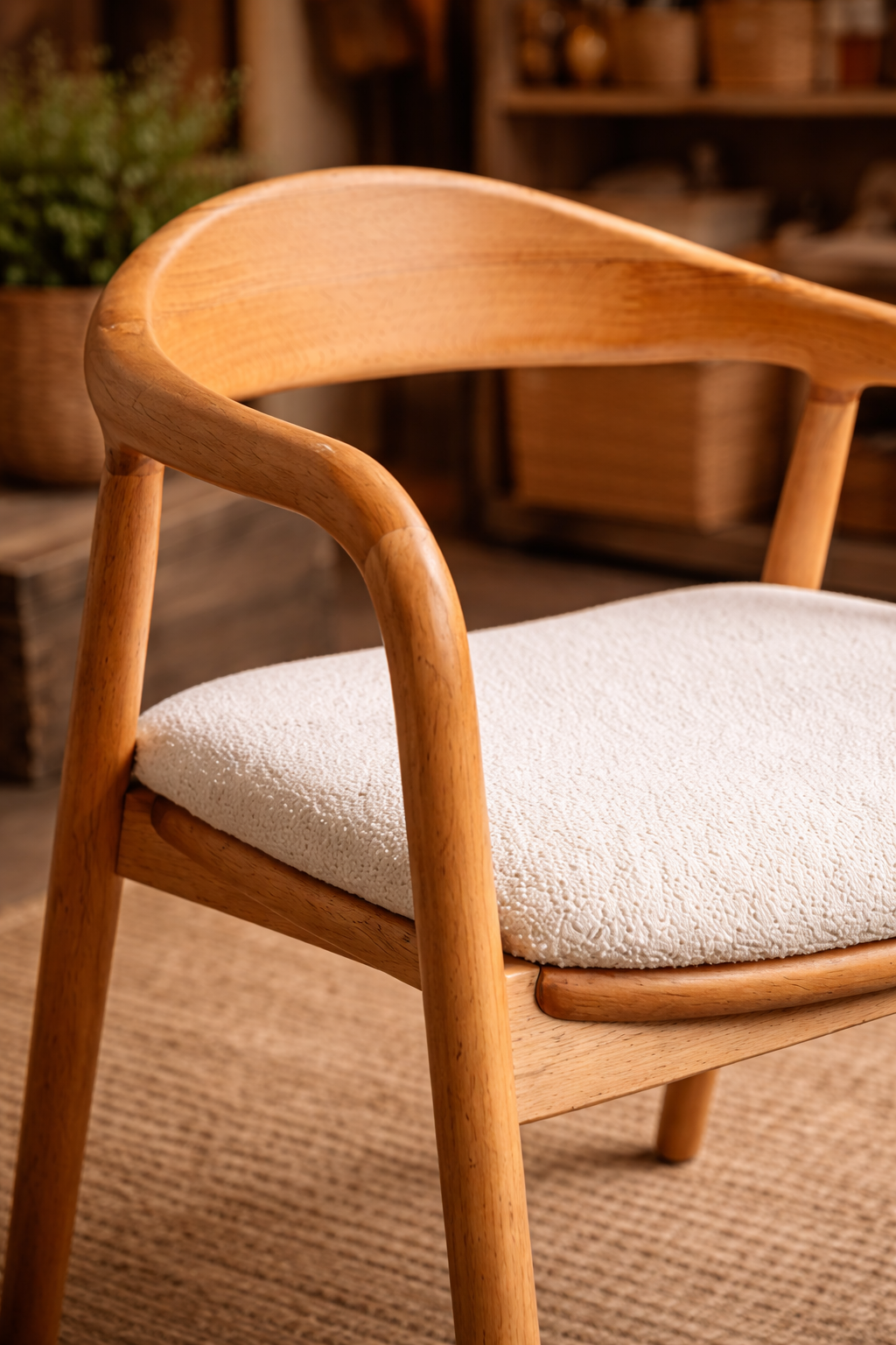 Zen Natural Kayın Ahşap Kolçaklı Sandalye Detaylı İşçilik Modern Şık Tasarım