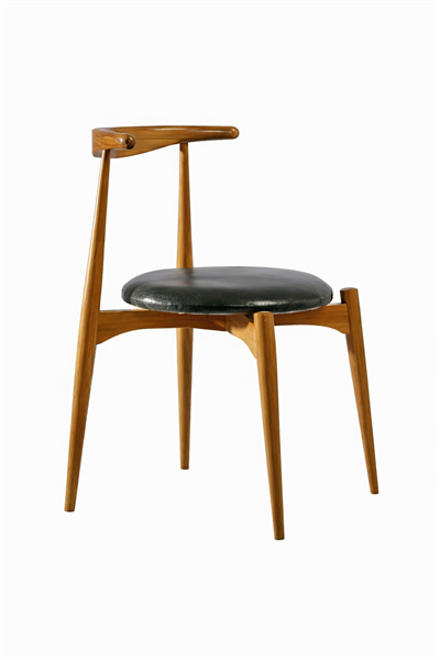  Fırın Kurusu Kayın Ağacı Deri Oturumlu Ahşap Yemek Sandalyesi