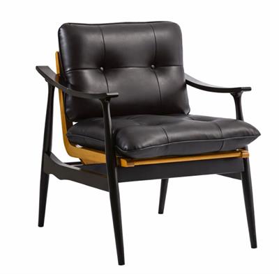  Kayın Ayaklı Siyah Suni Deri Berjer | Modern Tekli Koltuk