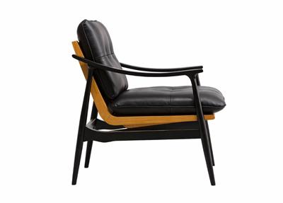  Kayın Ayaklı Siyah Suni Deri Berjer | Modern Tekli Koltuk