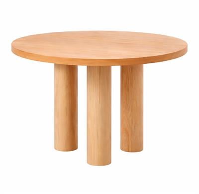 100 cm Yuvarlak Masif Ahşap Ayaklı Meşe Kaplamalı MDF Yemek Masası