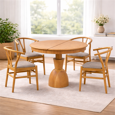 100x100 Açılır Masa Takımı 100x140 – Masif Ayaklı Ahşap Yemek Masası Takımı | Kayın Sandalyeli Modern Mutfak Masa 6 Taksit