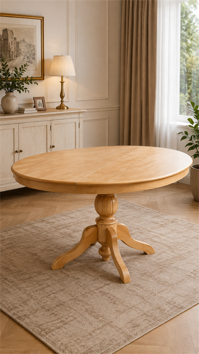 100x150 Açılır Oval Masa – 8/10 Kişilik – Masif Ayaklı Kayın Kaplama MDF
