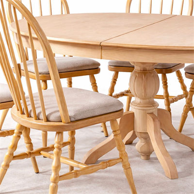 100x150 Açılır Oval Masa Takımı 6 Sandalyeli – 8/10 Kişilik – Masif Ayaklı Kayın Kaplama MDF