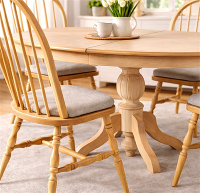 100x150 Açılır Oval Masa Takımı 6 Sandalyeli – 8/10 Kişilik – Masif Ayaklı Kayın Kaplama MDF