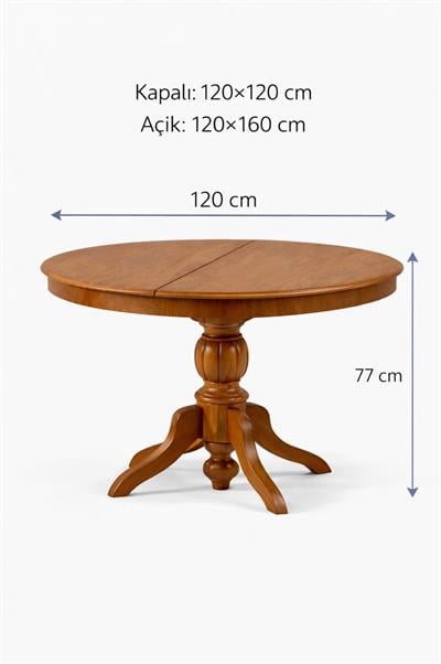 120×120 Açılır Yuvarlak Kayın Kaplama MDF Yemek Masası | 120×160 – Alberohome