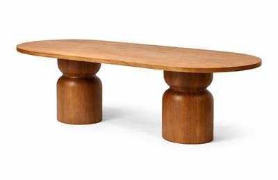 160x90 Oval Sabit Yemek Masası | Masif Ayaklı Ahşap Masa