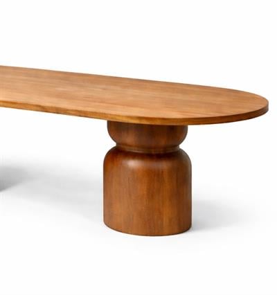 160x90 Oval Sabit Yemek Masası | Masif Ayaklı Ahşap Masa