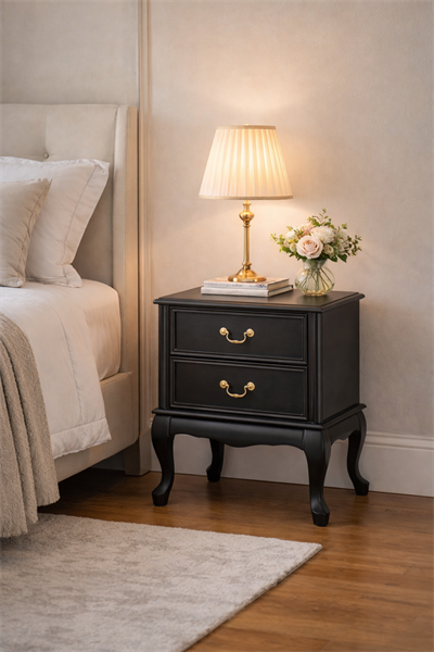 2 Çekmeceli Klasik Komodin 50x40x65 cm – Zarif Ayaklı Model