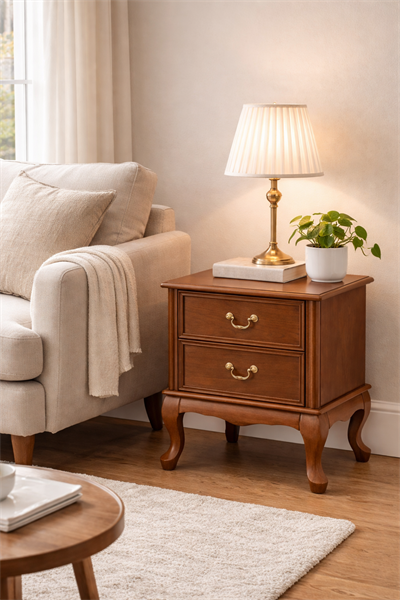 2 Çekmeceli Klasik Komodin 50x40x65 cm – Zarif Ayaklı Model