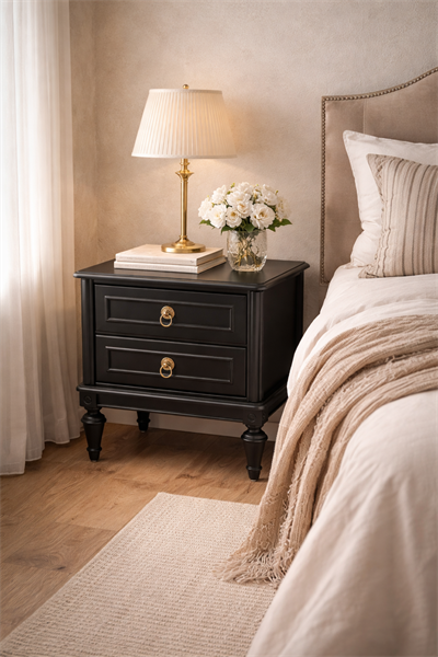 2 Çekmeceli Klasik Komodin 60x42x61 cm – Zarif Ayaklı Model