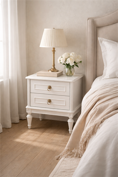 2 Çekmeceli Klasik Komodin 60x42x61 cm – Zarif Ayaklı Model