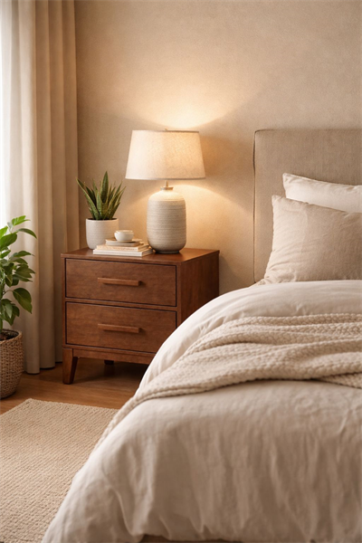 2 Çekmeceli Modern Komodin 55x60 cm – Ayaklı Yatak Odası Komodini