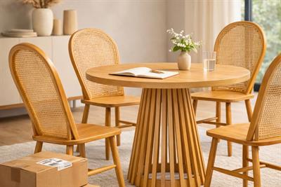 90 cm Yuvarlak Ahşap Masa Takımı (4 Sandalyeli) | Kayın Kaplamalı Yemek Masası Takımı