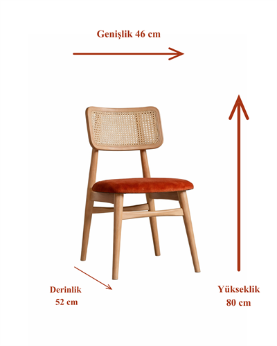 Acero Doğal Ahşap Döşemeli Naturel Hazeran Sandalye El İşçiliği Bohem İskandinav Tasarım