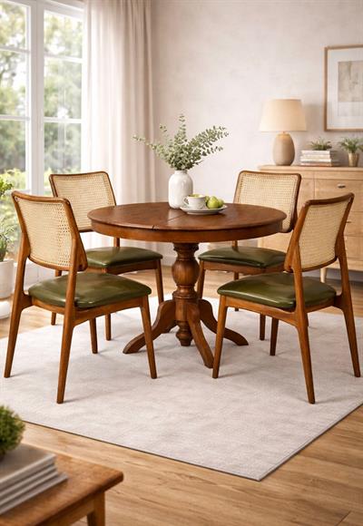 Açılır Yuvarlak Masa Takımı | 4 Sandalyeli Yemek Masası 100×100 / 100×138