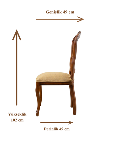Afore Doğal Ahşap Kayın Ceviz Renk Hazeranlı Sandalye Detaylı İşçilik Modern Şık Tasarım