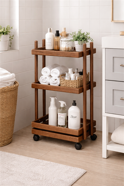 Alberohome 3 Katlı Tekerlekli Servis Arabası – Dekoratif Mutfak ve Salon Yardımcı Sehpası