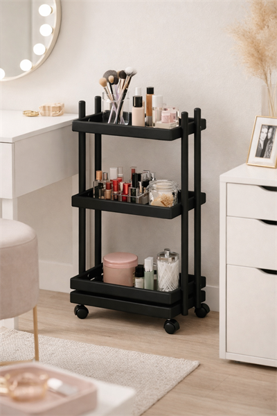 Alberohome 3 Katlı Tekerlekli Servis Arabası – Dekoratif Mutfak ve Salon Yardımcı Sehpası
