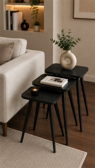 Alberohome 3lü Zigon Sehpa Seti – Modern ve Şık Tasarım