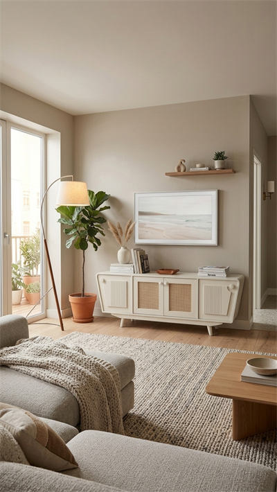 Alberohome Ceviz Renk Hasır Detaylı Modern TV Ünitesi 180 cm
