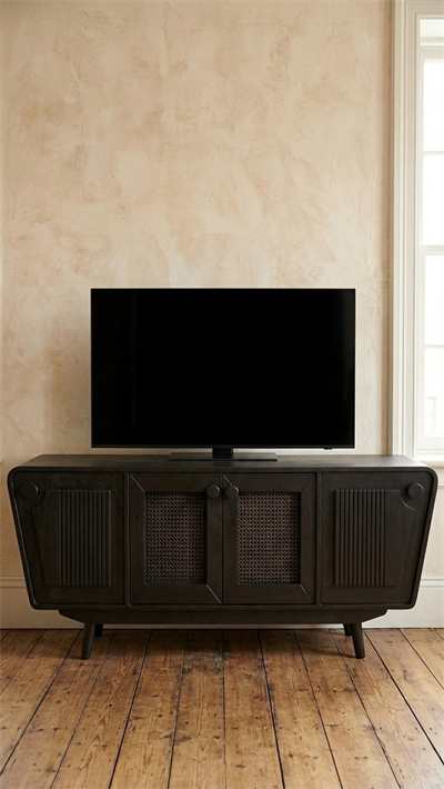 Alberohome Ceviz Renk Hasır Detaylı Modern TV Ünitesi 180 cm
