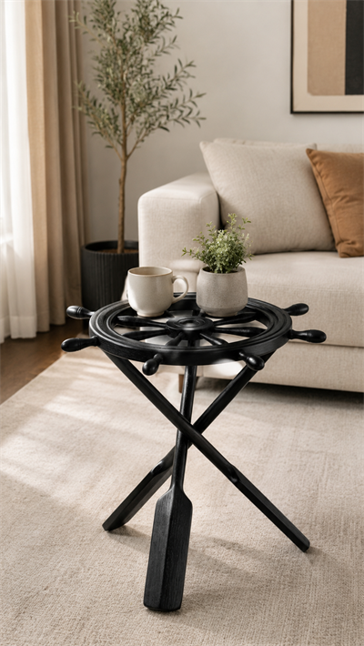 Alberohome Dümen Tasarımlı Ahşap Yan Sehpa 62x57 cm Dekoratif Sehpa