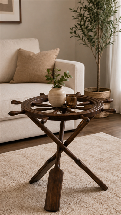 Alberohome Dümen Tasarımlı Ahşap Yan Sehpa 62x57 cm Dekoratif Sehpa
