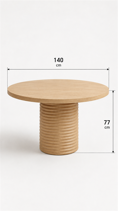 Alberohome Geniş Su Yolu Yuvarlak Yemek Masası – 110x110 / 120x120 / 140x140 cm