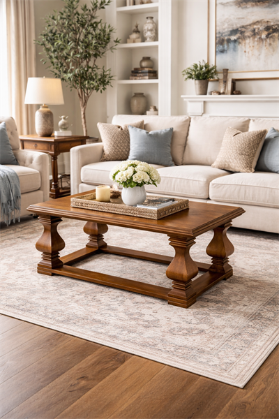 Alberohome Klasik Beyaz Orta Sehpa 122x72 cm Dekoratif Salon Sehpası