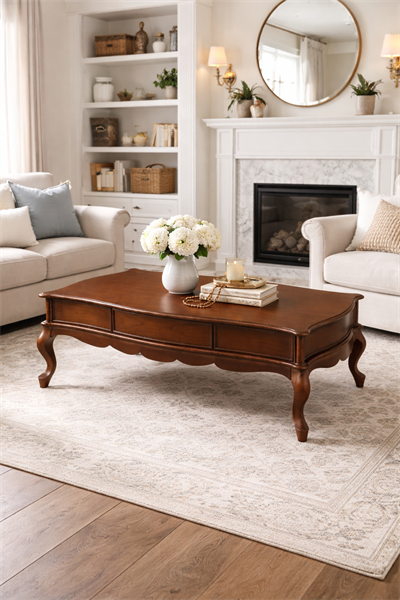 Alberohome Klasik Orta Sehpa 130x89 cm – Zarif ve Geniş Salon Sehpası