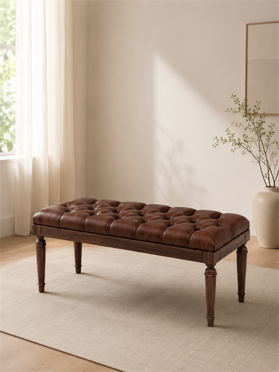 Alberohome Klasik Puf Bench 120x40 cm Kapitoneli Ahşap Bench
