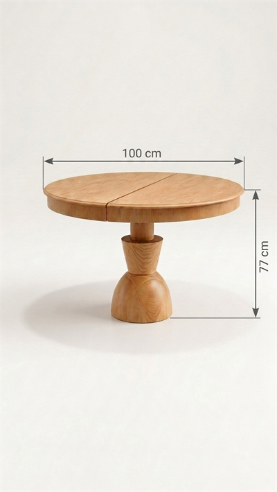 Alberohome Meşe Rengi Yuvarlak Ahşap Yemek Masası Takımı – 4 Kişilik