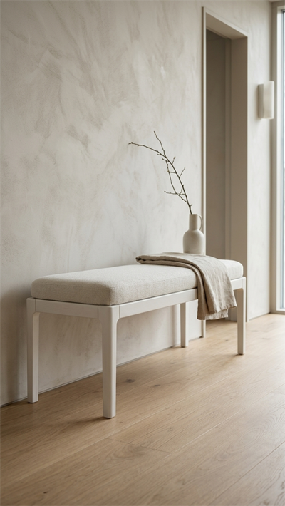 Alberohome Modern Ahşap Puf Bench Kahverengi Döşemeli Bank – 80x40x40 cm