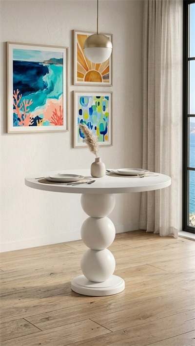 Alberohome Modern Ahşap Yuvarlak Yemek Masası 80x77 cm