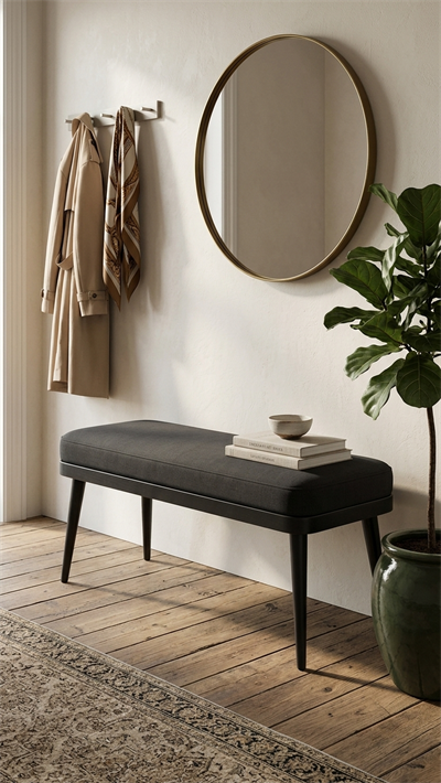 Alberohome Modern Puf Bench 120 cm | Ahşap Ayaklı Yatak Ucu Pufu ve Oturma Bankı