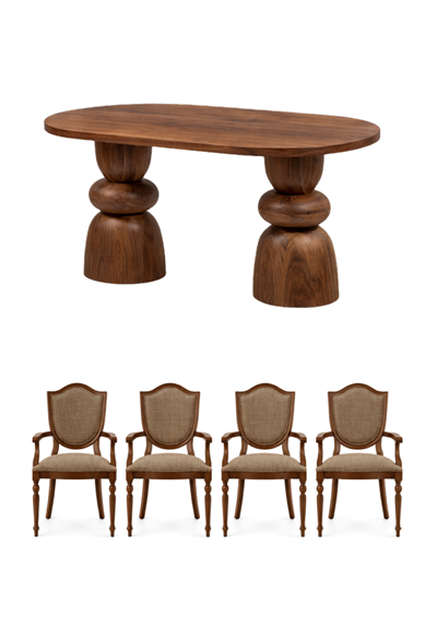 Alberohome Modern Yemek Masası Takımı – 4 Sandalyeli