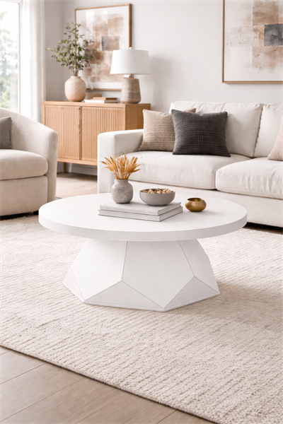 Alberohome Modern Yuvarlak Orta Sehpa 80 cm Minimal Salon Sehpası
