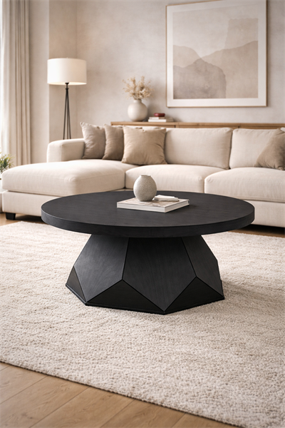 Alberohome Modern Yuvarlak Orta Sehpa 80 cm Minimal Salon Sehpası