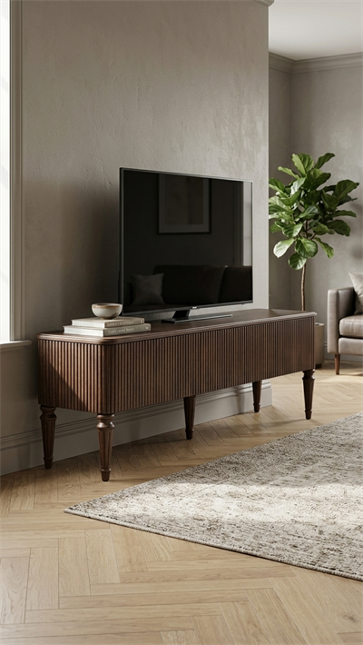 Alberohome Siyah Ahşap TV Ünitesi 200 x 45 x 50 cm – Modern Çizgili Tasarım