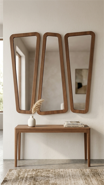 Alberohome Soft Kayın 3lü Dekoratif Duvar Aynası