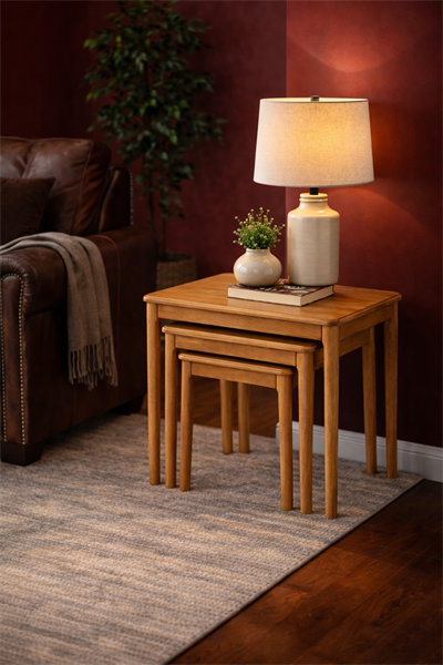 AlberoLinea Soft Kayın Zigon Sehpa Seti – Doğal Ahşap Şıklık