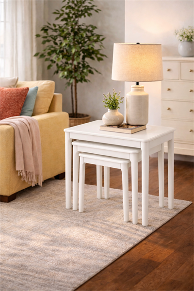 AlberoLinea Soft Kayın Zigon Sehpa Seti – Doğal Ahşap Şıklık