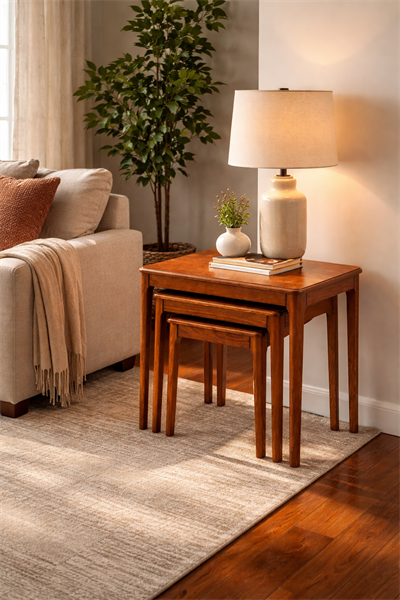 AlberoLinea Soft Kayın Zigon Sehpa Seti – Doğal Ahşap Şıklık