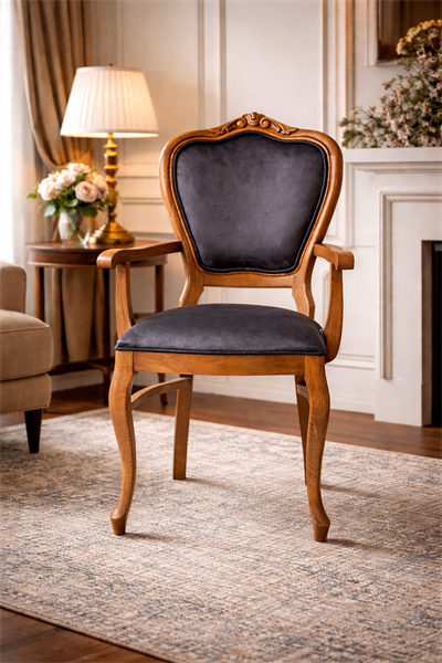 Alessia Doğal Ahşap Kayın Naturel Renk Kolçaklı Sandalye Detaylı İşçilik Modern Şık Tasarım