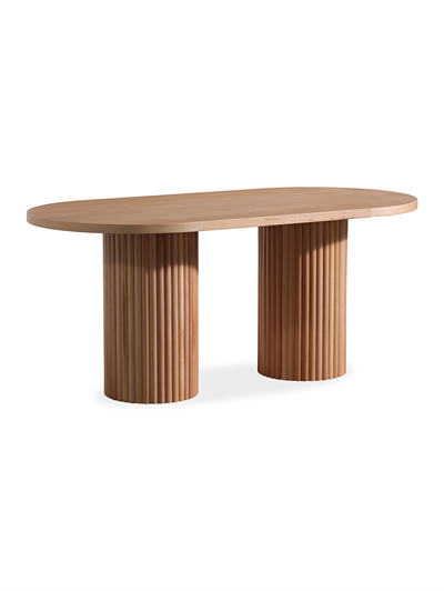 Alfa Naturel Renk Oval Ahşap Masa Takımı 170x90 Cm - 4 Naturel Renk Kolçaklı Sandalye Bohem & İskandinav Şık Tasarım