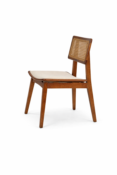 Anemone Doğal Ahşap Döşemeli Ceviz Hasırlı  Sandalye El İşçiliği Modern İskandinav Tasarım