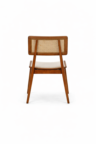 Anemone Doğal Ahşap Döşemeli Ceviz Hasırlı  Sandalye El İşçiliği Modern İskandinav Tasarım