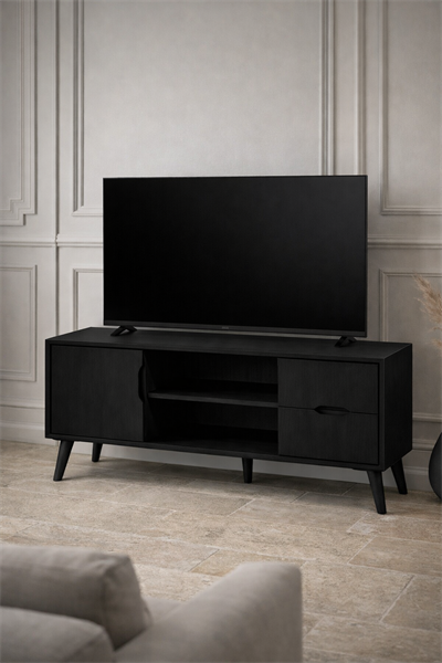 Arden Retro Ahşap TV Konsolu – Kapaklı Çekmeceli TV Ünitesi – 160 × 42 × 60 cm